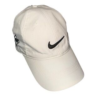 Nike Golf Hat Cap Strap Back White Black Swoosh Embroidered Mens One Size
